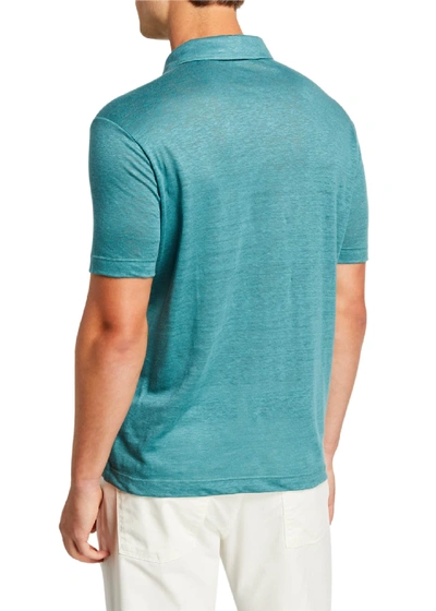Shop Loro Piana Men's Linen Jersey Dublon Polo Shirt In Dark Blue