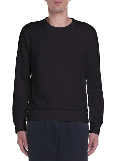 Shop Fendi Men's Ff Embossed Sweatshirt In Black