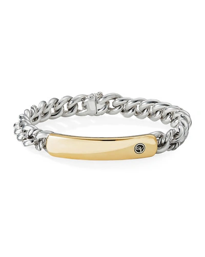 Shop David Yurman Belmont Bracelet In Silver With 18k Gold Bar, 8mm In Two Tone