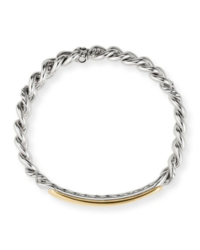 Shop David Yurman Belmont Bracelet In Silver With 18k Gold Bar, 8mm In Two Tone