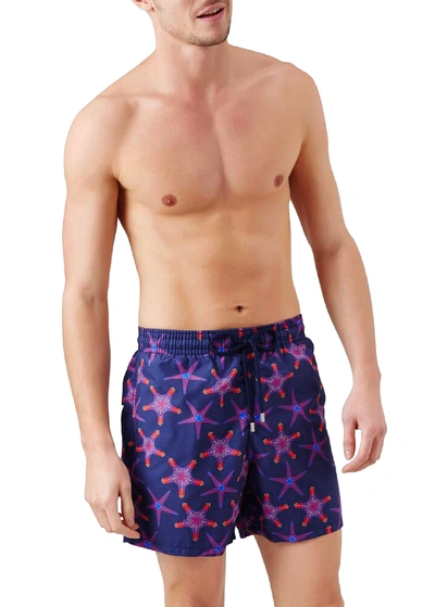 Shop Vilebrequin Men's Moorea Starfish Dance Swim Trunks In Sapphire