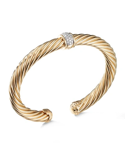 Shop David Yurman Cable Classics Bracelet In Gold With Diamonds