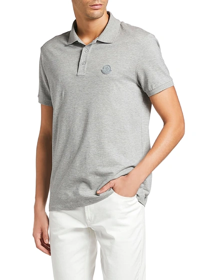 Shop Moncler Men's Heathered Polo Shirt In Gray