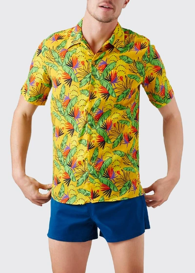 Shop Vilebrequin Men's Charli Go Bananas Beach Shirt In Curry