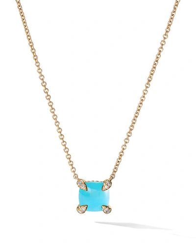 Shop David Yurman Châtelaine 18k Gold Necklace W/ Turquoise, 18"