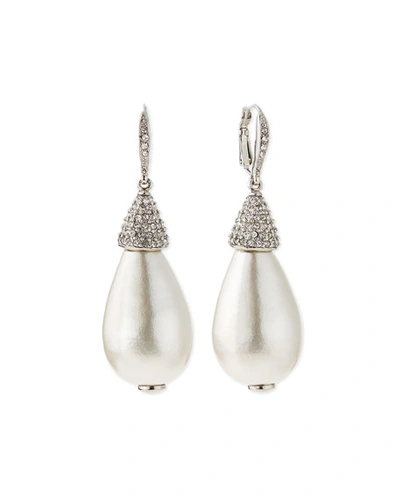 Shop Oscar De La Renta Pearly Crystal Teardrop Earrings