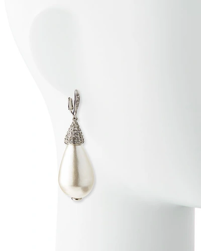 Shop Oscar De La Renta Pearly Crystal Teardrop Earrings