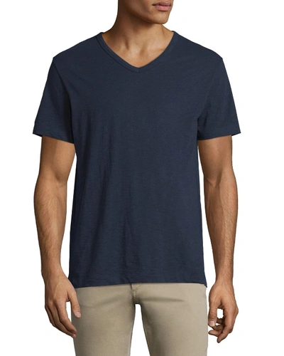 Shop Vince Slub Short-sleeve V-neck T-shirt In Coastal