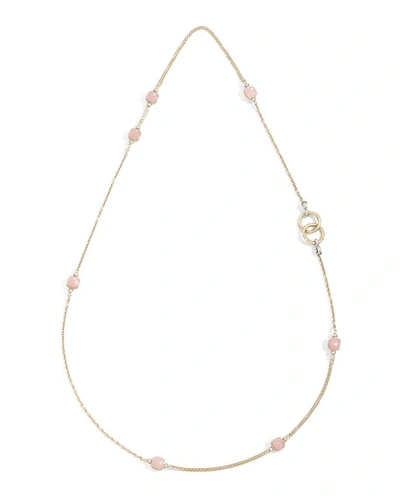 Shop Pomellato Nudo Long Sautoir Necklace In Rose Quartz/chalcedony