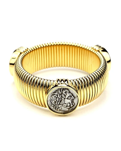 Shop Ben-amun Roman Coin Elastic Bracelet In Gold
