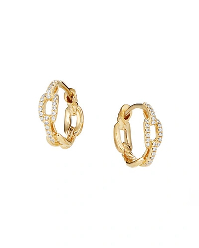 Shop David Yurman Stax 18k Yellow Gold Diamond Chain-link Hoop Earrings, 12.5mm