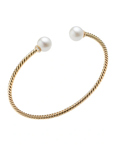 Shop David Yurman Solari 18k Gold & Freshwater Pearl Cuff Bracelet With Diamonds