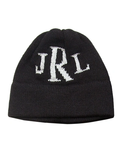 Shop Butterscotch Blankees Kid's Metallic Classic Monogram Beanie Hat, Personalized In Black/silver