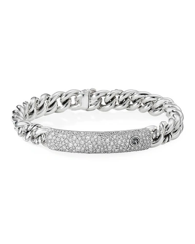 Shop David Yurman 8mm Belmont Silver Id Bar Bracelet In Diamond