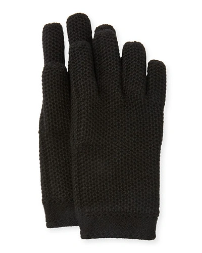Shop Loro Piana Cashmere Crochet Gloves In Black