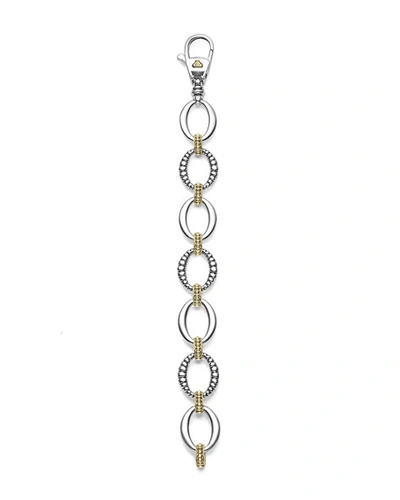 Shop Lagos Fluted Oval Caviar Link Bracelet In Gold And Silver