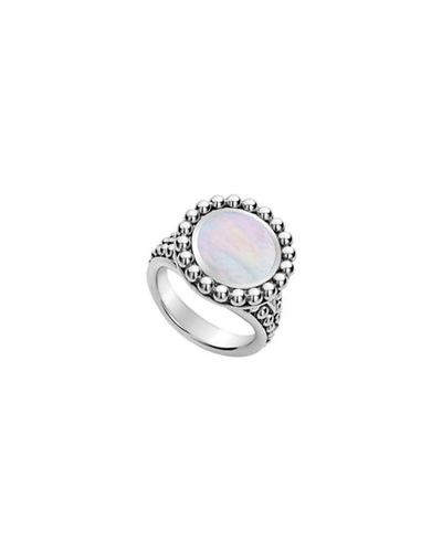 Shop Lagos Maya 13mm Round Inlay Ring In Mother Of Pearl