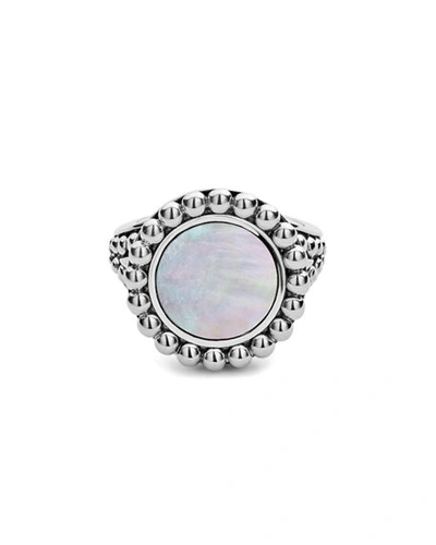 Shop Lagos Maya 13mm Round Inlay Ring In Mother Of Pearl