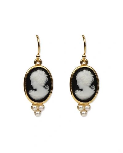 Shop Ben-amun Cameo Pearly Trio Earrings In Gold