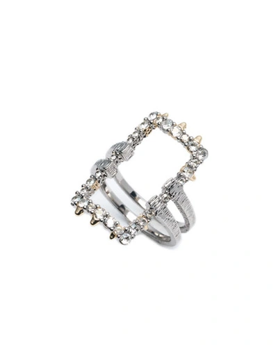 Shop Alexis Bittar Crystal Encrusted Oversized Link Ring In Silver