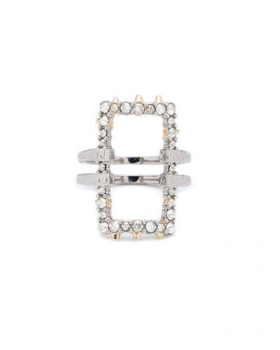 Shop Alexis Bittar Crystal Encrusted Oversized Link Ring In Silver