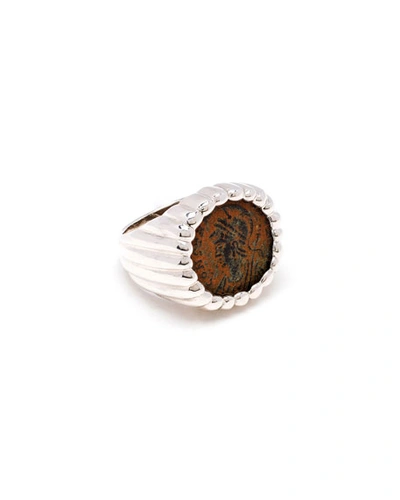 Shop Dubini Constantine Coin Ring In Silver