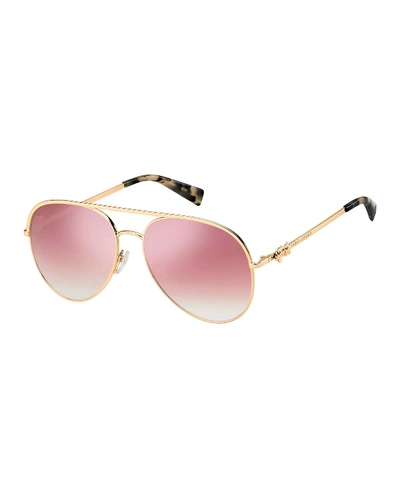 Shop The Marc Jacobs Daisy 2s Mirrored Aviator Sunglasses In Pink