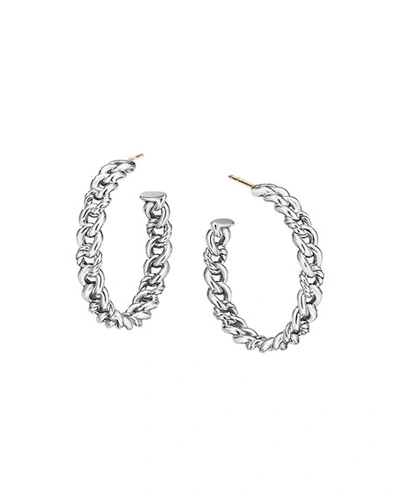 Shop David Yurman Belmont Id Hoop Earrings In Sterling Silver