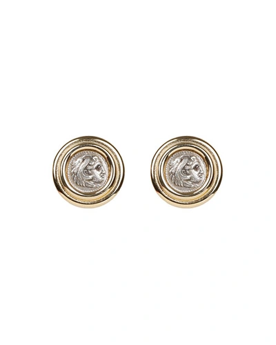 Shop Ben-amun Roman Coin Clip Earrings In Gold