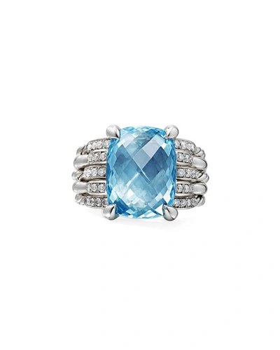 Shop David Yurman Tides Diamond & Prasiolite Ring In Blue Topaz