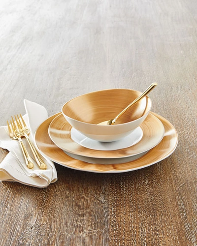 Neiman Marcus 12-piece Gold Brushstroke Dinnerware Service In Gold