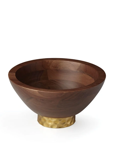 Shop Michael Wainwright Truro Wood Bowl In Walnut With Gold