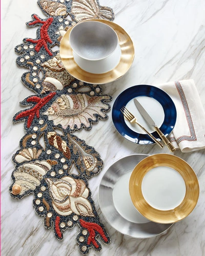 Neiman Marcus 12-piece Platinum Brushstroke Dinnerware Service In Platinum