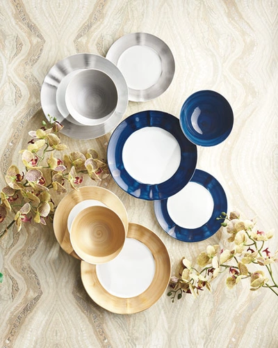 Neiman Marcus 12-piece Platinum Brushstroke Dinnerware Service In Platinum