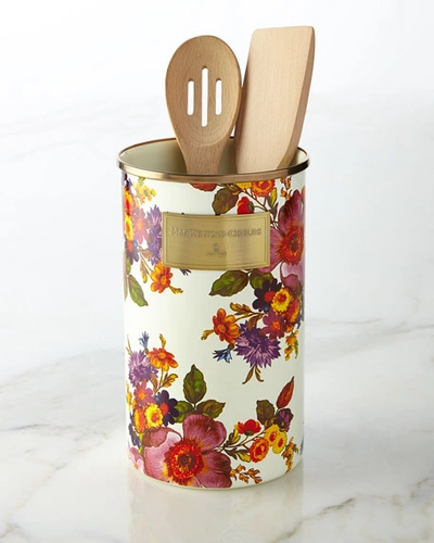 Shop Mackenzie-childs Flower Market White Utensil Holder In Multi Colors