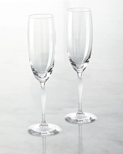 Shop Lalique 100 Points Champagne Flutes, Set Of 2 In Clear