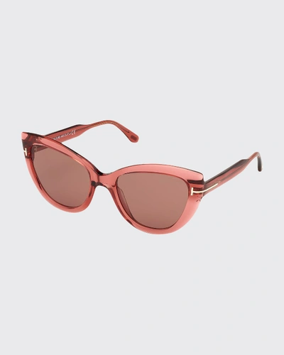 Shop Tom Ford Anya Cat-eye Monochromatic Sunglasses In Orange/brown
