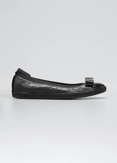 Shop Ferragamo Savina Sneaker-style Ballet Flats In Nero