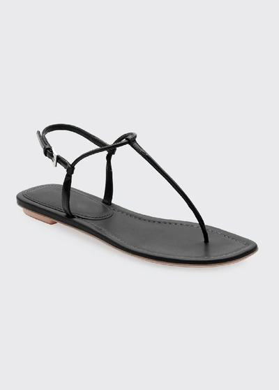 Shop Prada Flat Patent Leather Thong Sandals In Black