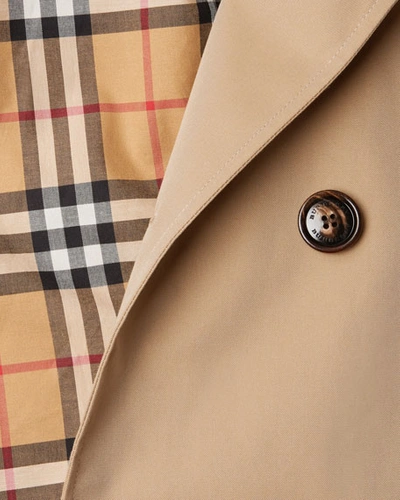 Shop Burberry Mayfair Collared Trench Coat In Beige