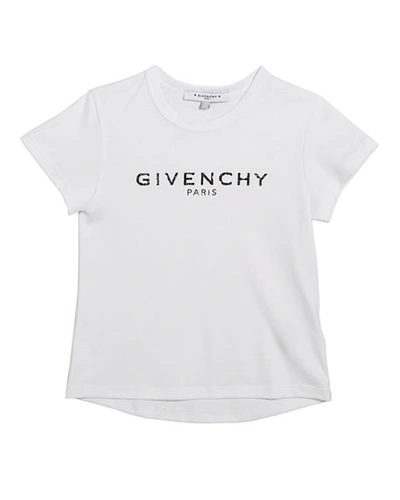 Shop Givenchy Girl's Short-sleeve Logo Tee In White