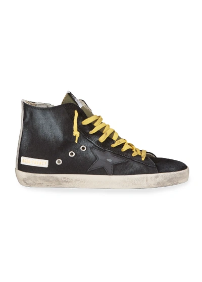 Shop Golden Goose Men's Francy Vintage Star High-top Sneakers In Black