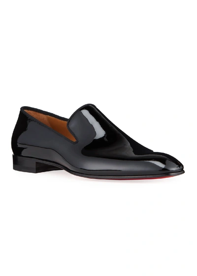 Shop Christian Louboutin Men's Dandelion Patent Leather Loafers In Black