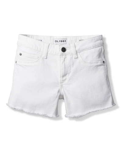 Shop Dl Premium Denim Girl's Lucy Cut Off Denim Shorts In White