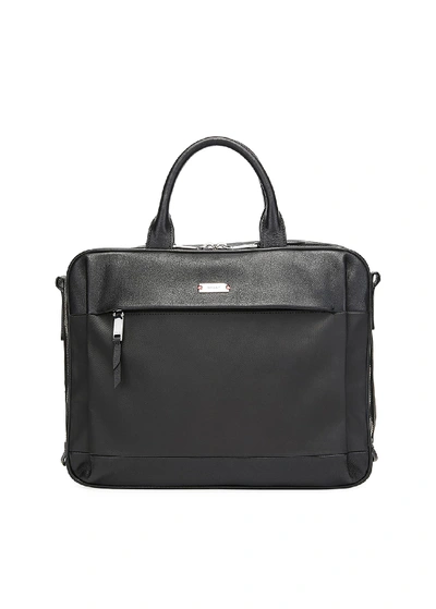 Shop Bally Men's Vaud Nylon/leather Briefcase In Black