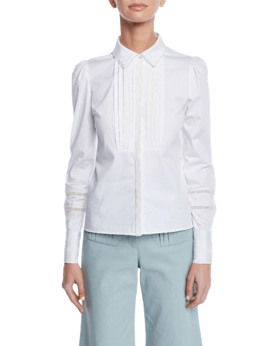 Shop Alexis Haskel Pleated-panel Top In White