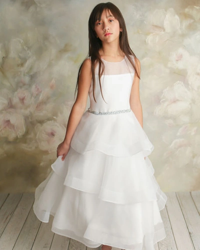Shop White Label By Zoe Girl's Ella Organza Tiered Dress In White