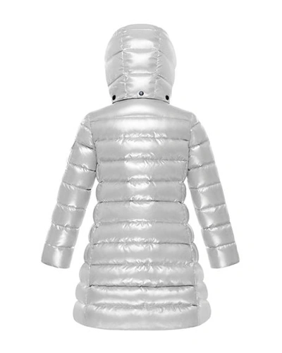 Shop Moncler Moka Laque Mini Me Quilted Hooded Long Coat In White