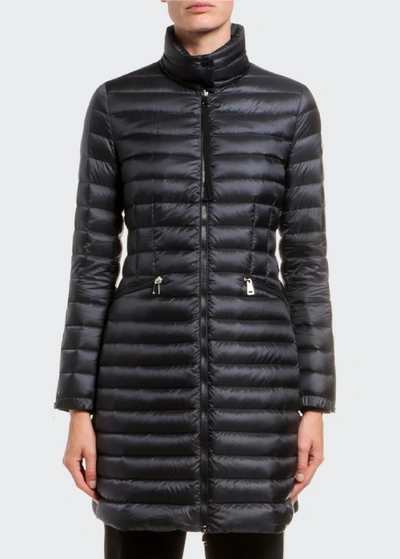 Shop Moncler Sable Channel-quilt Puffer Coat In Black