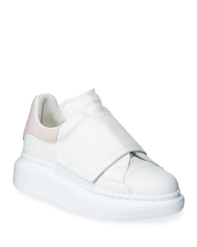 Shop Alexander Mcqueen Boy's Oversized Grip-strap Leather Sneakers, Toddler/kids In Pink